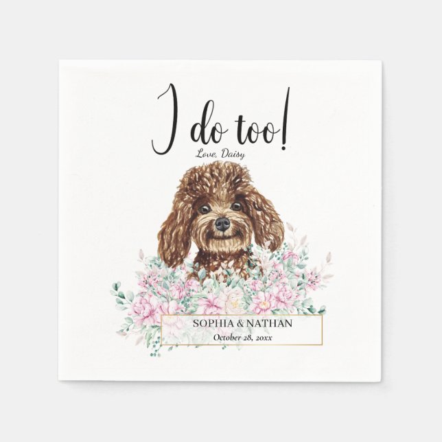 Poodle Doodle Dog Wedding Cocktail Napkins (Front)
