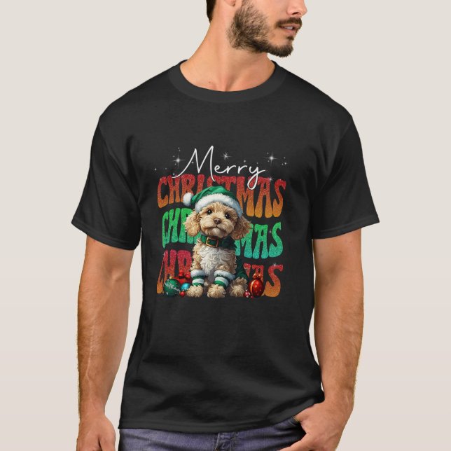 Poodle Elf Outfit Christmas Decorations Dog Lover  T-Shirt (Front)
