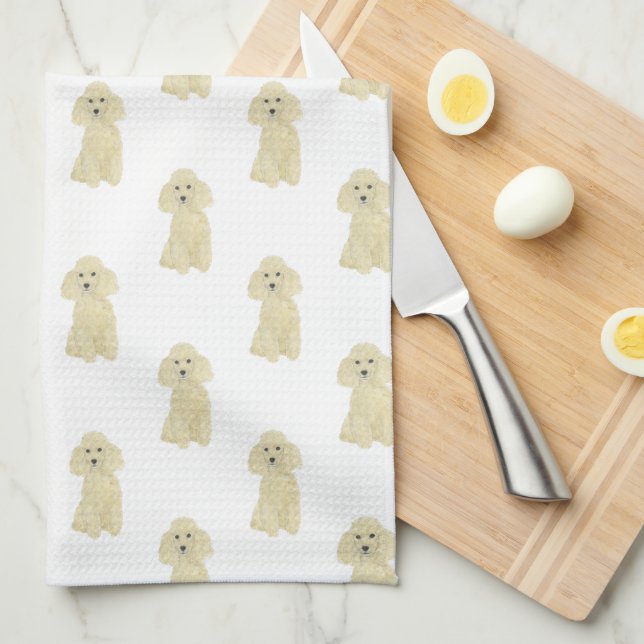 Poodle (Fawn Tan Blonde Golden) Kitchen Towel (Quarter Fold)
