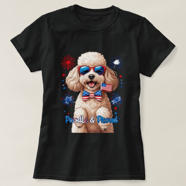 Poodle & Fier - T-shirt 4 juillet chien (Design devant)