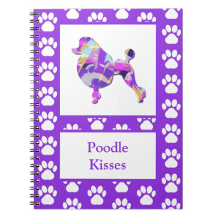 Poodle French Cute Dog Silhouette Paw Purple PY&B Notebook