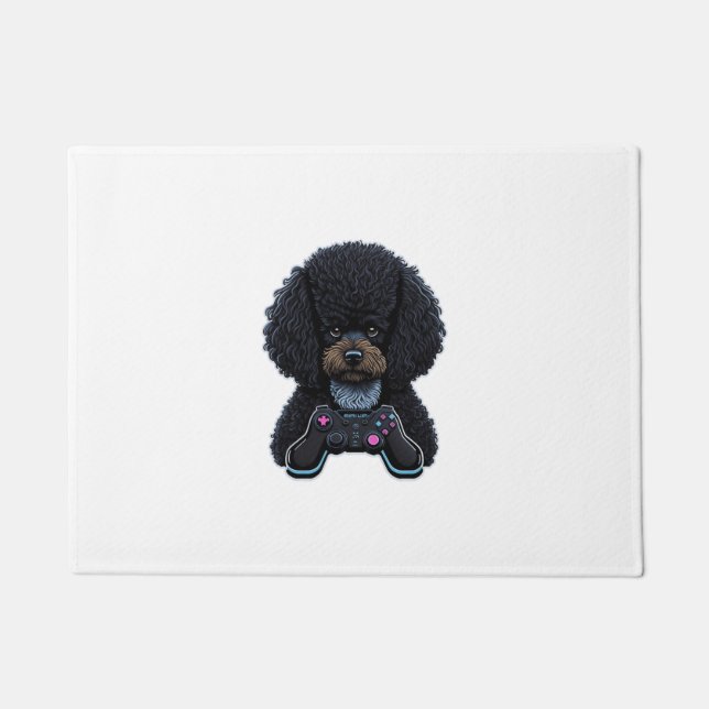 Poodle Gamer With Joystick Doormat (Front)
