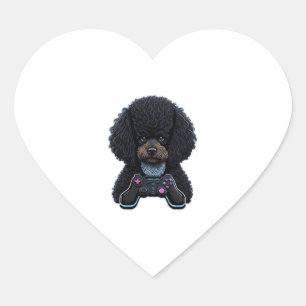 Poodle Gamer With Joystick Heart Sticker