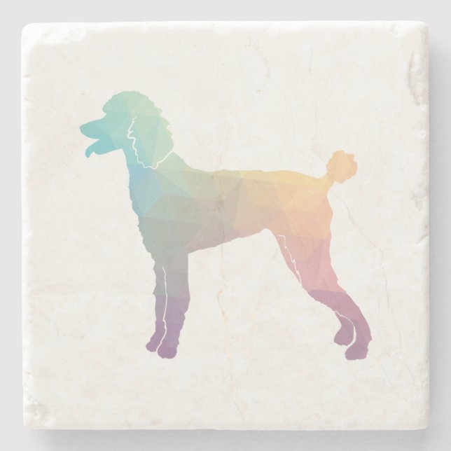 Poodle Geo Silhouette Pastel Stone Coaster (Front)