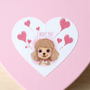 Poodle Gift Wrap Sticker • Valentine I Woof You!