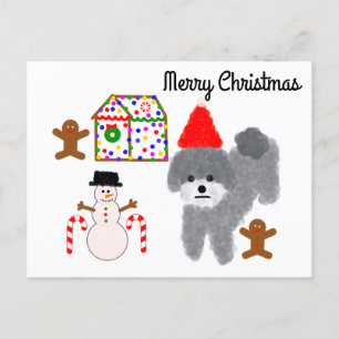 Poodle gris Noël #1 Carte postale