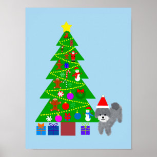 Poodle gris Noël #5 Poster