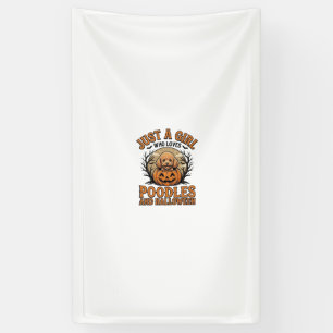 Poodle Halloween Girl Vintage Pumpkin Dog Shirt De Banner