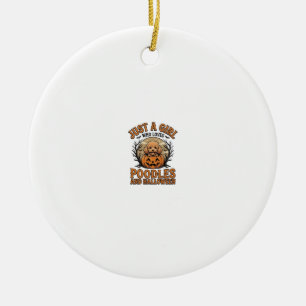 Poodle Halloween Girl Vintage Pumpkin Dog Shirt De Ceramic Ornament