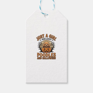 Poodle Halloween Girl Vintage Pumpkin Dog Shirt De Gift Tags