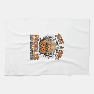 Poodle Halloween Girl Vintage Pumpkin Dog Shirt De Kitchen Towel
