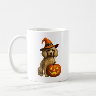 Poodle Halloween Pumpkin Witch Hat Dog Art Coffee Mug