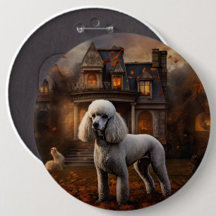 Poodle Halloween Scary 6 Inch Round Button