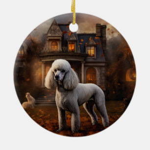 Poodle Halloween Scary Ceramic Ornament
