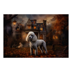 Poodle Halloween Scary Poster