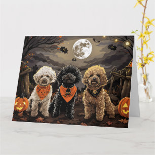 Poodle Halloween Spooky Card