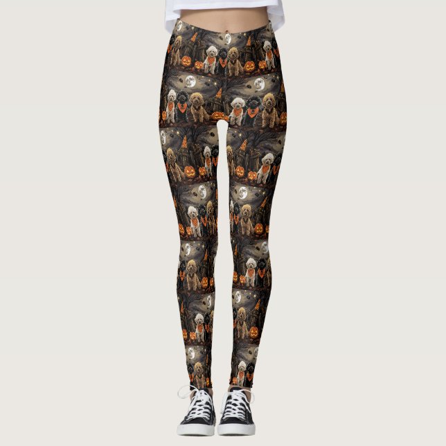 Poodle Halloween Spooky Leggings (Front)