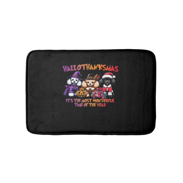 Poodle Halloween Thanksgiving Christmas Classic T- Bath Mat (Front)
