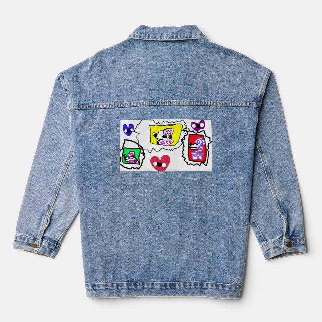 Poodle heart  denim jacket (Back)