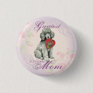 Poodle Heart Mom 1 Inch Round Button