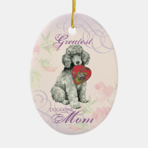 Poodle Heart Mom Ceramic Ornament