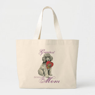 Poodle Heart Mom Large Tote Bag
