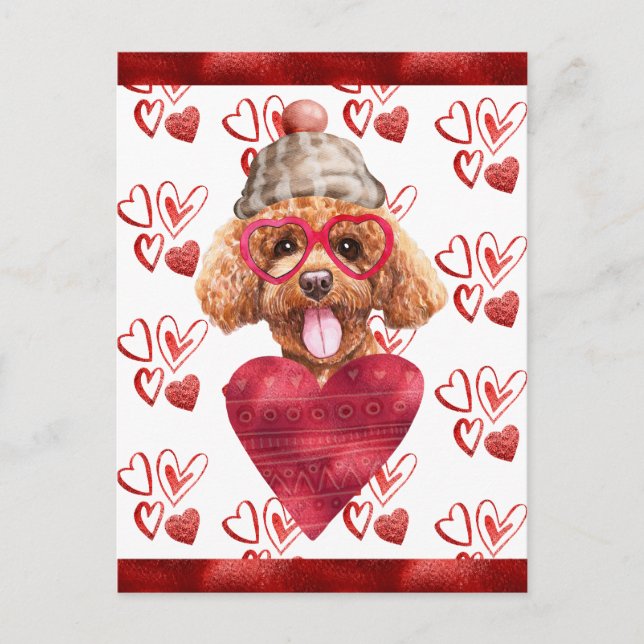 Poodle Hearts Dog Lover Valentine Gift Holiday Postcard (Front)