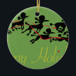 Poodle Holiday card Ceramic Ornament<br><div class="desc">We don't need no stinking reindeer. Or do we? Where are those poodles flying off to,  anyhow?</div>