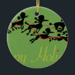 Poodle Holiday card Ceramic Ornament<br><div class="desc">We don't need no stinking reindeer. Or do we? Where are those poodles flying off to,  anyhow?</div>