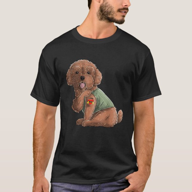 Poodle I Love Mom Tattoo Dog Shirt Funny Mothers D (Front)