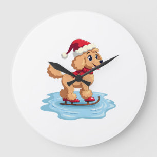 Poodle Ice Skater Large Clock