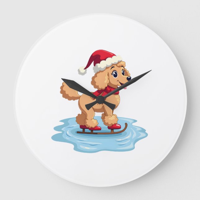 Poodle Ice Skater Large Clock (Front)