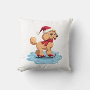 Poodle Ice Skater Throw Pillow