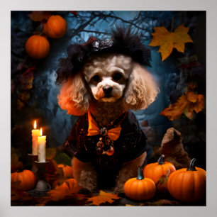 Poodle in Halloween Party  Poster
