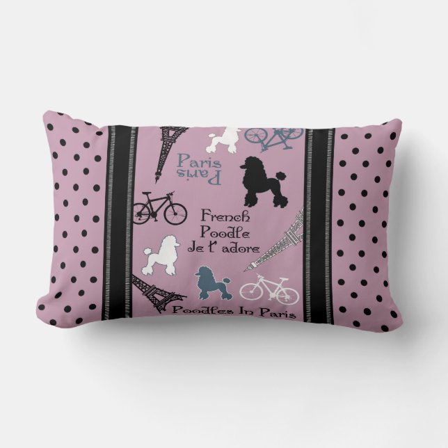 Poodle in Paris Lumbar Pillow (Front)