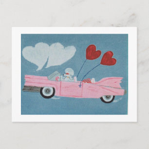 Poodle in Pink Convertible Postcard