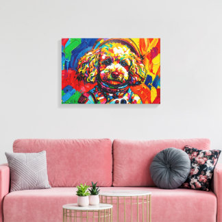 POODLE IN SPACE-3 CANVAS PRINT