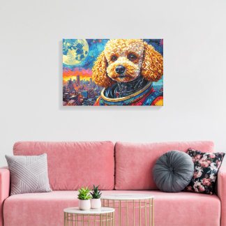 POODLE IN SPACE-6 CANVAS PRINT