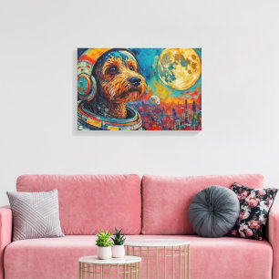POODLE IN SPACE CANVAS PRINT