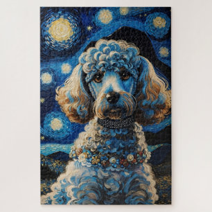 Poodle in Starry Night Jigsaw Puzzle