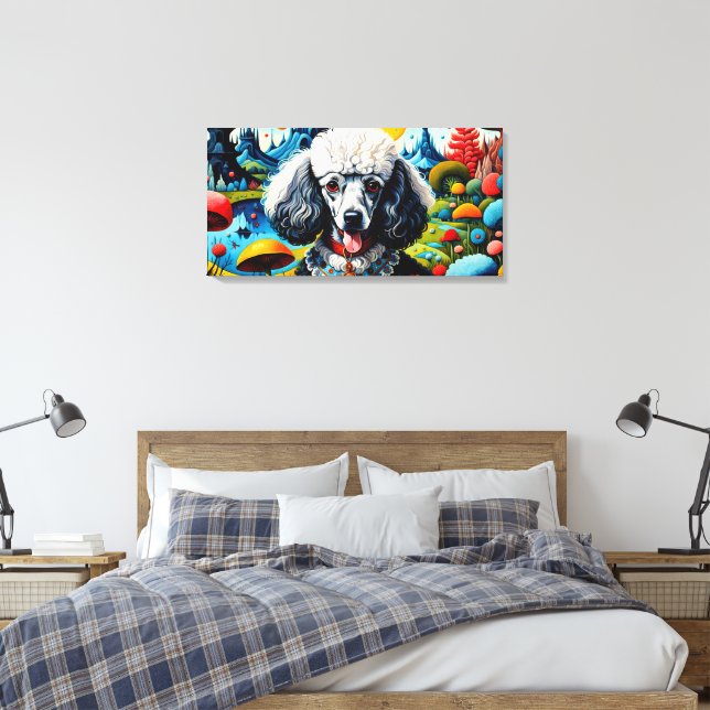 Poodle In The Garden of Earthly Delights 2 Canvas Print (Insitu(Bedroom))