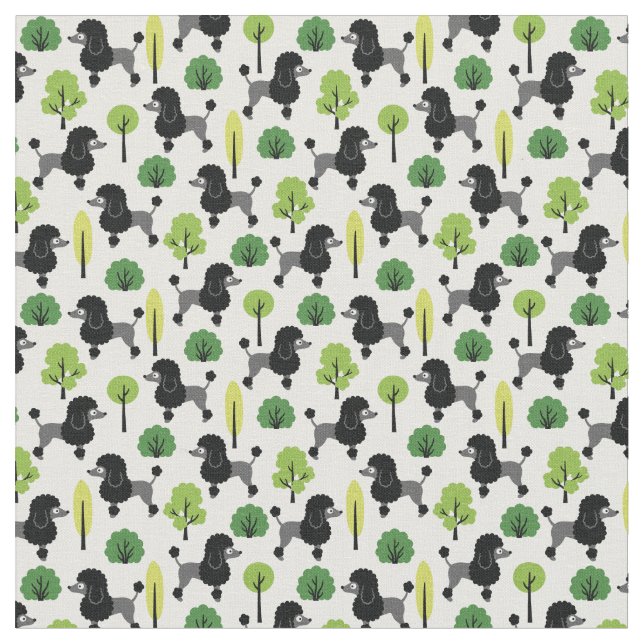Poodle in the park fabric (Close Up)