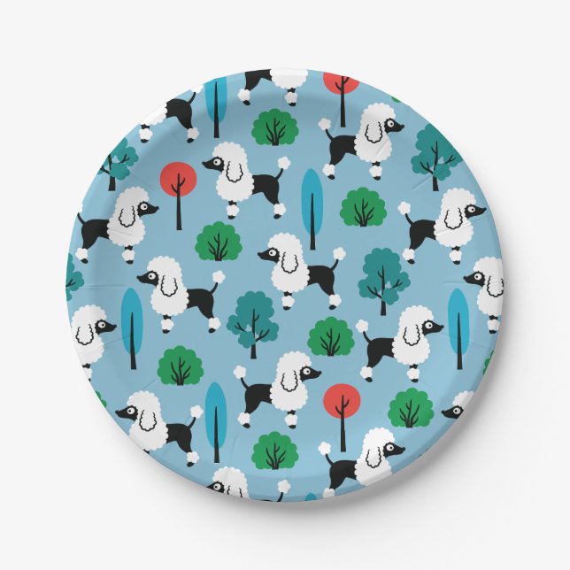 Poodle in the park paper plate (Front)