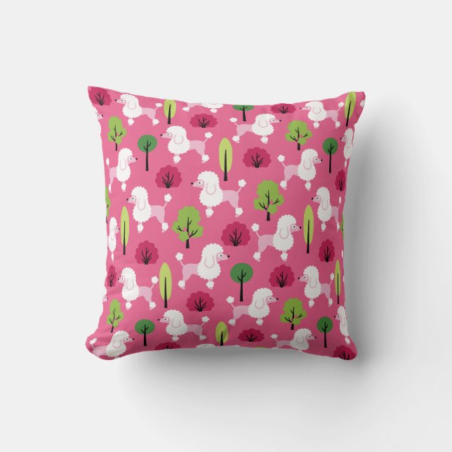 Poodle in the park throw pillow (Front)