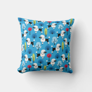 Poodle in the park throw pillow