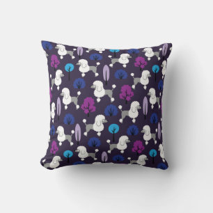 Poodle in the park throw pillow