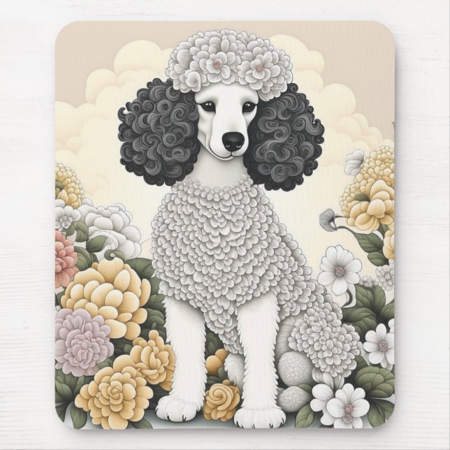 Poodle in Whimsical Flowers  Mouse Pad (Front)