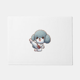 Poodle karate high kick martial arts doormat