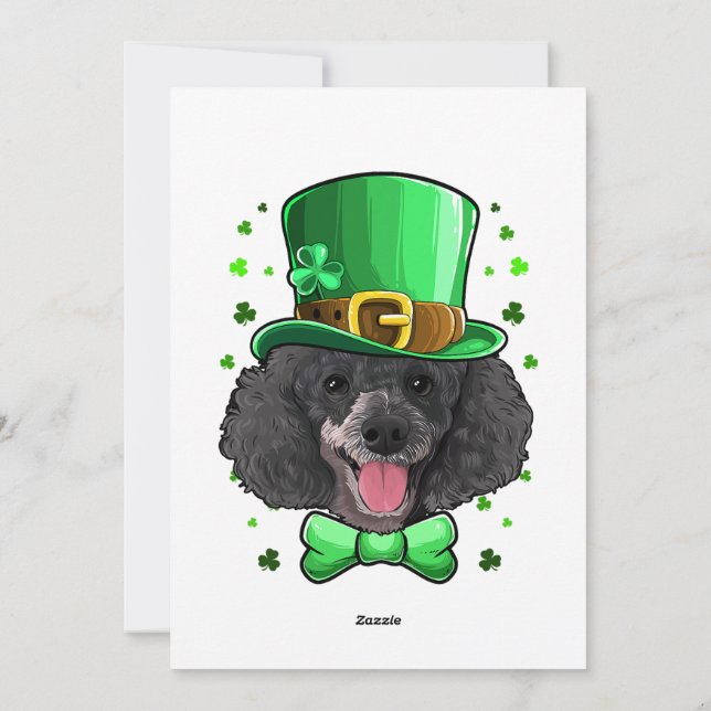 Poodle Leprechaun Costume St Patricks Day Holiday Card (Back)