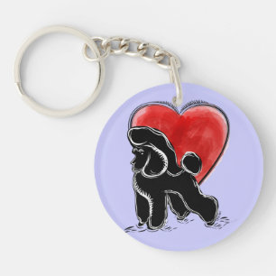 Poodle Linocut Keychain